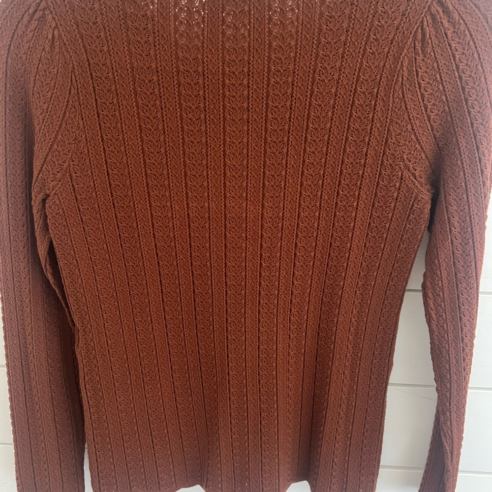Sezane brown Ribbed Buttoned Sweater - Picture 3 of 8